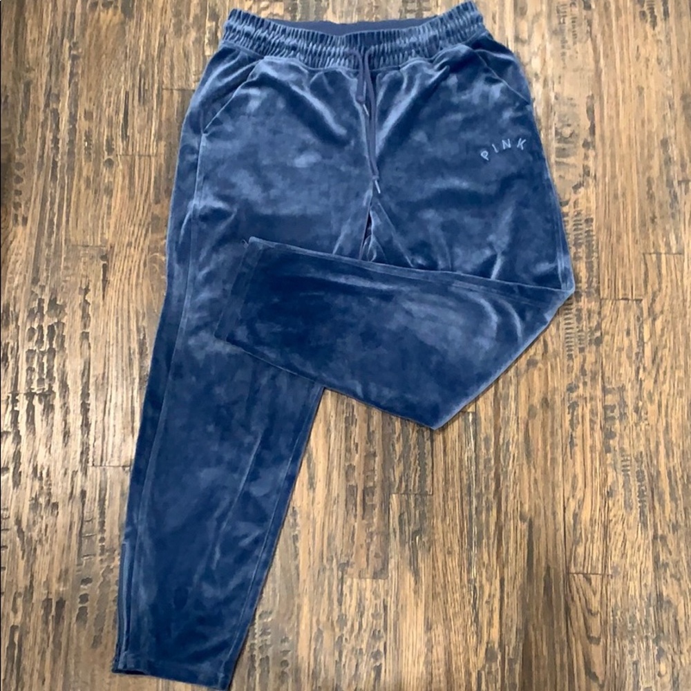 Victoria’s Secret Pink Blue Velvet Jogger Pants